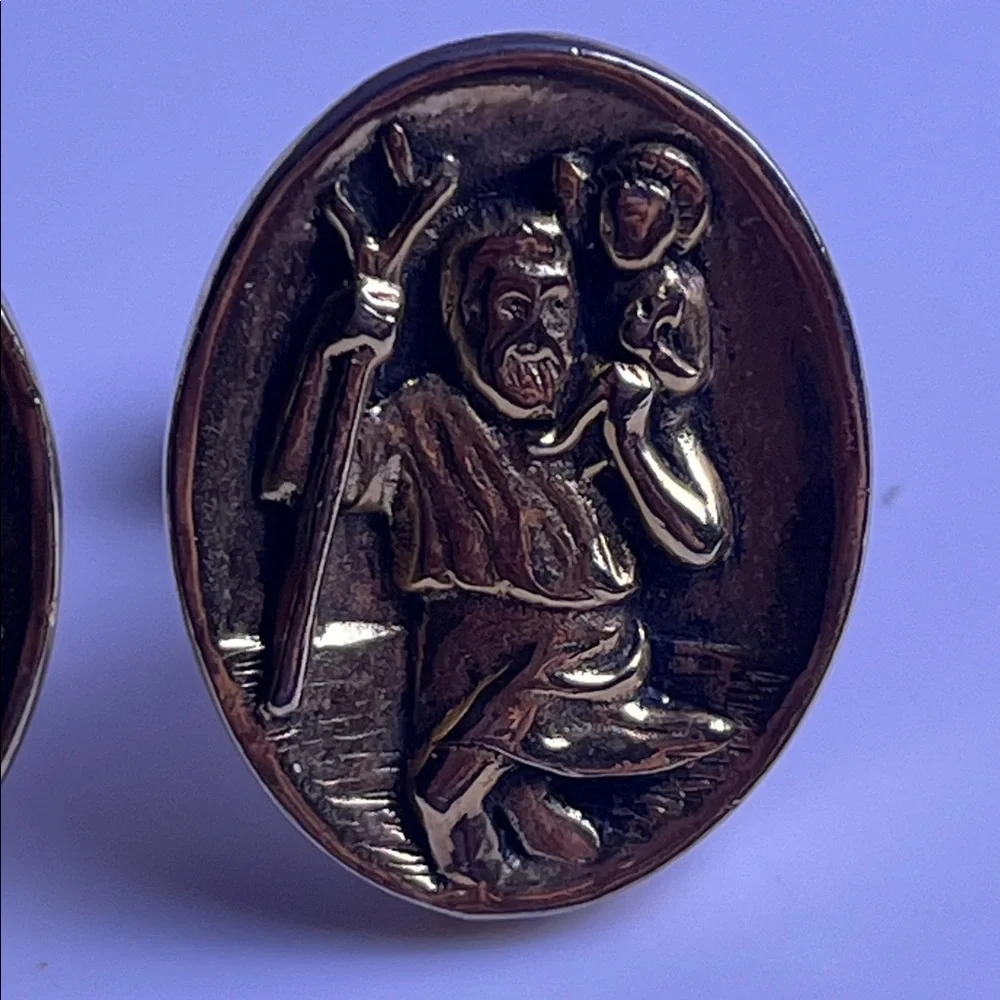 Swank Saint Christopher Cuff Links Gold Tone. Catholic